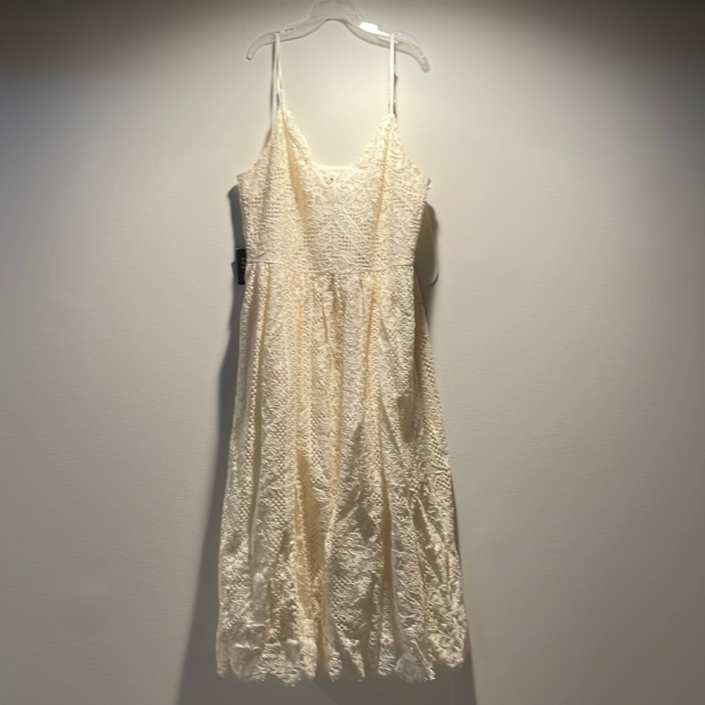 NWT Express lace midi dress cream